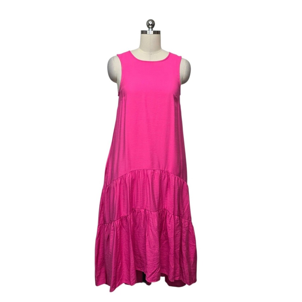 Maeve by Anthropologie Pink Tiered Midi Dress Sleeveless Size XS NWT